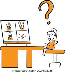 Woman working with laptop at home office concept. Teleconference and online business chat with Colleagues talking about money grow.isolated vector illustration doodle art.
Freelancer at Quarantine
