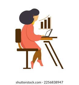 La mujer está trabajando con la copa. Ilustraciones vectoriales planas.