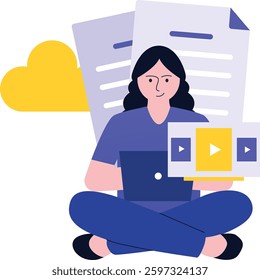 Woman Working With Multimedia and Documents