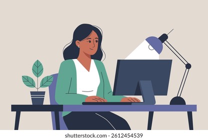 Woman Working at Office Desk