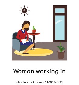 Woman working in the office vector vector isolated on white background for your web and mobile app design, Woman working in the office vector logo concept