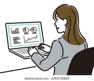 A woman working on a computer