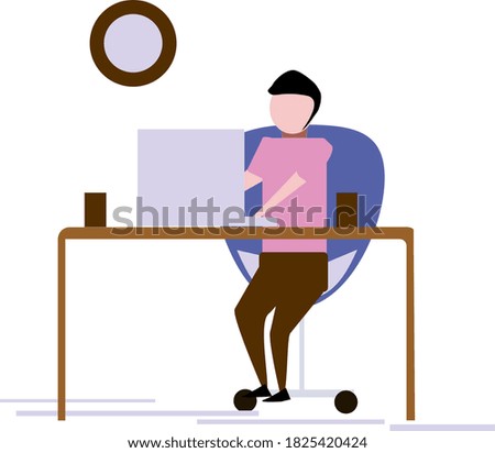 A woman is working on the computer.
