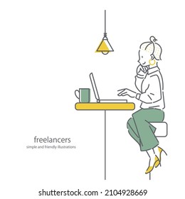 woman working on computer at cafe