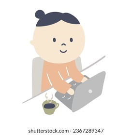 A woman working on a computer, office worker, company employee, work, job, computer, pc, break time