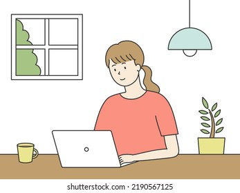 Frauen, die am Computer arbeiten, Vektorgrafik