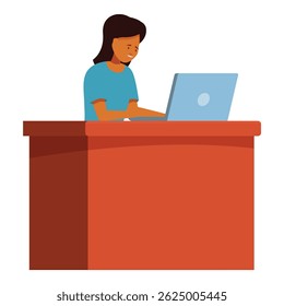 Woman working on laptop at desk, enjoying the benefits of a home office