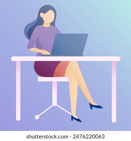 woman working on laptop office