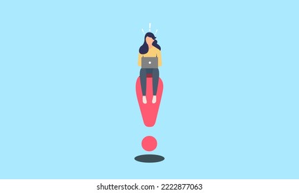 Woman working on machine shocked The concept of working will have obstacles and problems that come to surprise us. and must solve that problem as quickly as possible