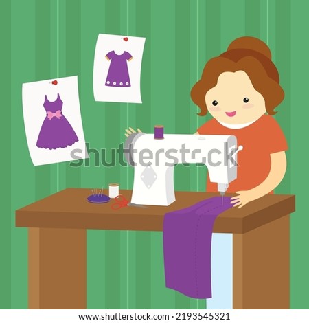 Woman working on a sewing machine