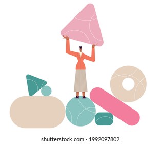 Woman is working on ui ux design project. Character illustration for design online classes or seminar banner, ads, landing page, application .