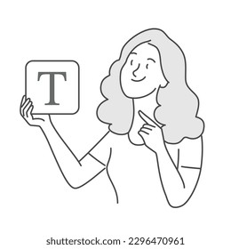 Mujer trabajando en el desarrollo de sitios web. Ilustración vectorial dibujada a mano.