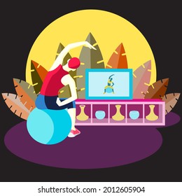 Frauen, die zu Hause Übungen durchführen, 
Eine aktive gesunde Frau genießt Sport,
Sport, Training, Sport, Fitness