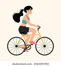 woman working out on bicycle illustration