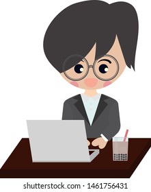 Woman working at a personal computer
