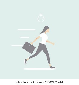 Woman working run time  vector