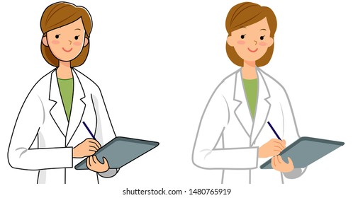 A woman working in a white robe