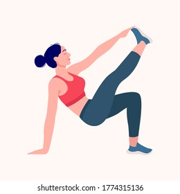 Woman workout fitness, aerobic and exercises. Vector Illustration.