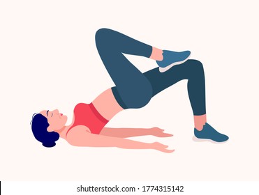 Woman workout fitness, aerobic and exercises. Vector Illustration.