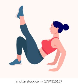 Woman workout fitness, aerobic and exercises. Vector Illustration.