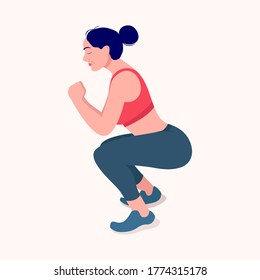 Woman workout fitness, aerobic and exercises. Vector Illustration.