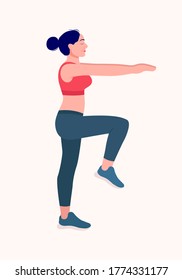 Woman workout fitness, aerobic and exercises. Vector Illustration.