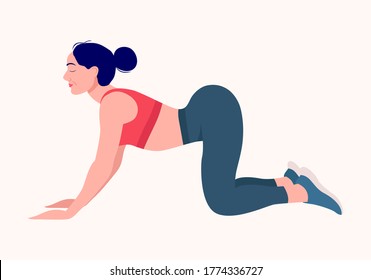 Woman workout fitness, aerobic and exercises. Vector Illustration.