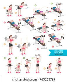 Woman workout fitness, aerobic and exercises. Vector Illustration.