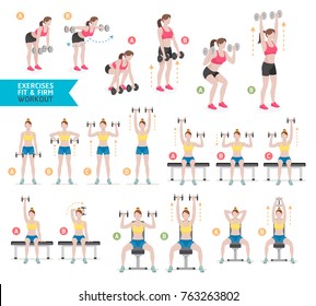 Woman workout fitness, aerobic and exercises. Vector Illustration.