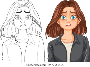 A woman with a worried expression