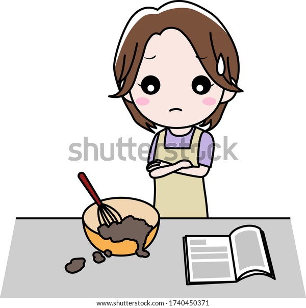 Woman Worried That She Cant Cook Stock Vector Royalty Free 1740450371 6504