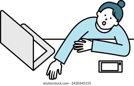 woman worry work and laptop