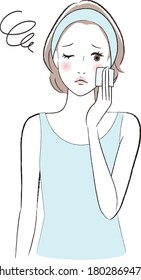 a woman worrying about skin troubles