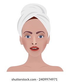 Woman with wrapped towel. vector