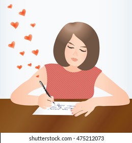 The woman writes a love letter.Vector illustration