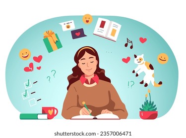Woman writing making author
