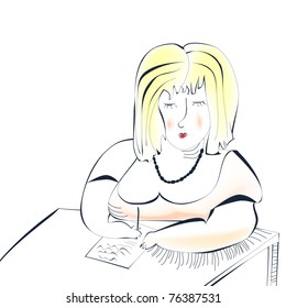 Woman writing to paper