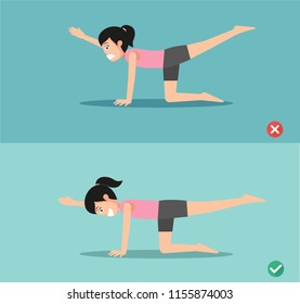 Woman wrong and sunbird pose ,vector illustration