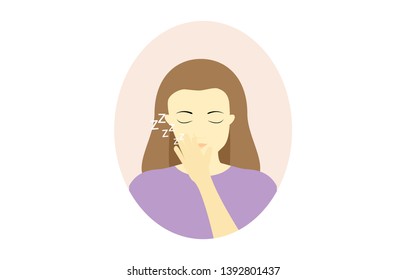 woman yawning face on isolated background.