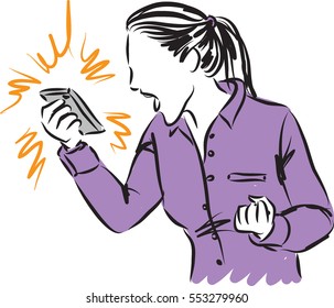 woman yelling phone illustration