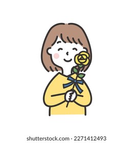 Woman with Yellow Roses Father's Day Illustration