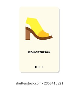 Icono plano del zapato amarillo de mujer. Signo vectorial aislado de tacón alto, agobiante. El concepto de calzado y moda. Elementos de símbolo de ilustración vectorial para diseño web y aplicaciones