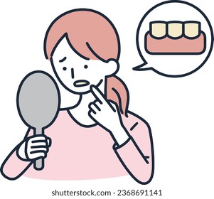 Woman with yellow teeth Simple Illustration
