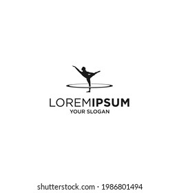 woman yoga fitness silhouette logo vector