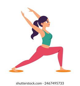 Woman and yoga, illustration on an isolated white background.