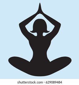 Woman Yoga Meditating in Lotus Position Silhouette Figure Vector Icon