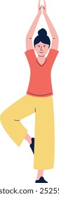 Woman in yoga pose. Balance and harmony training asana