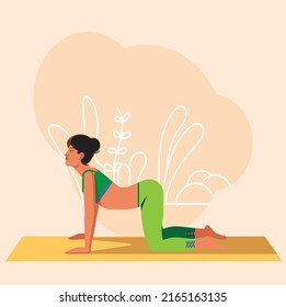 woman in yoga pose. doodle illustration vector concept