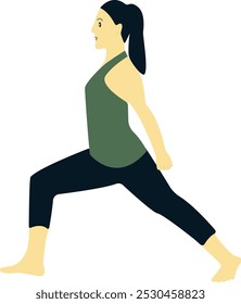 Woman Yoga Pose Flat Cartoon Character on White Background