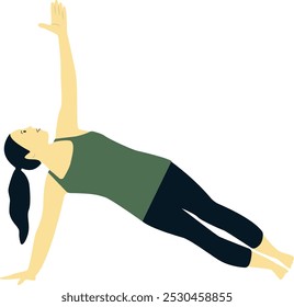 Woman Yoga Pose Flat Cartoon Character on White Background